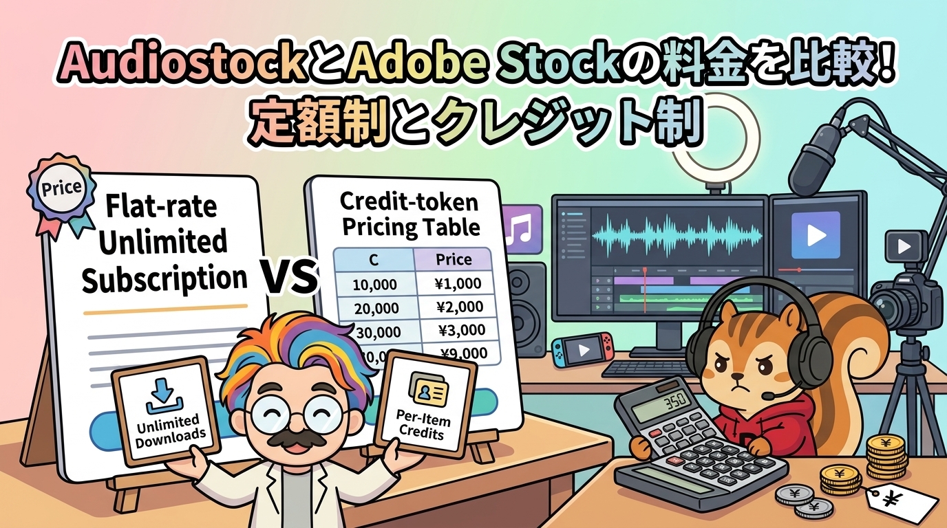 AudiostockとAdobe Stockの料金を比較│定額制とクレジット制