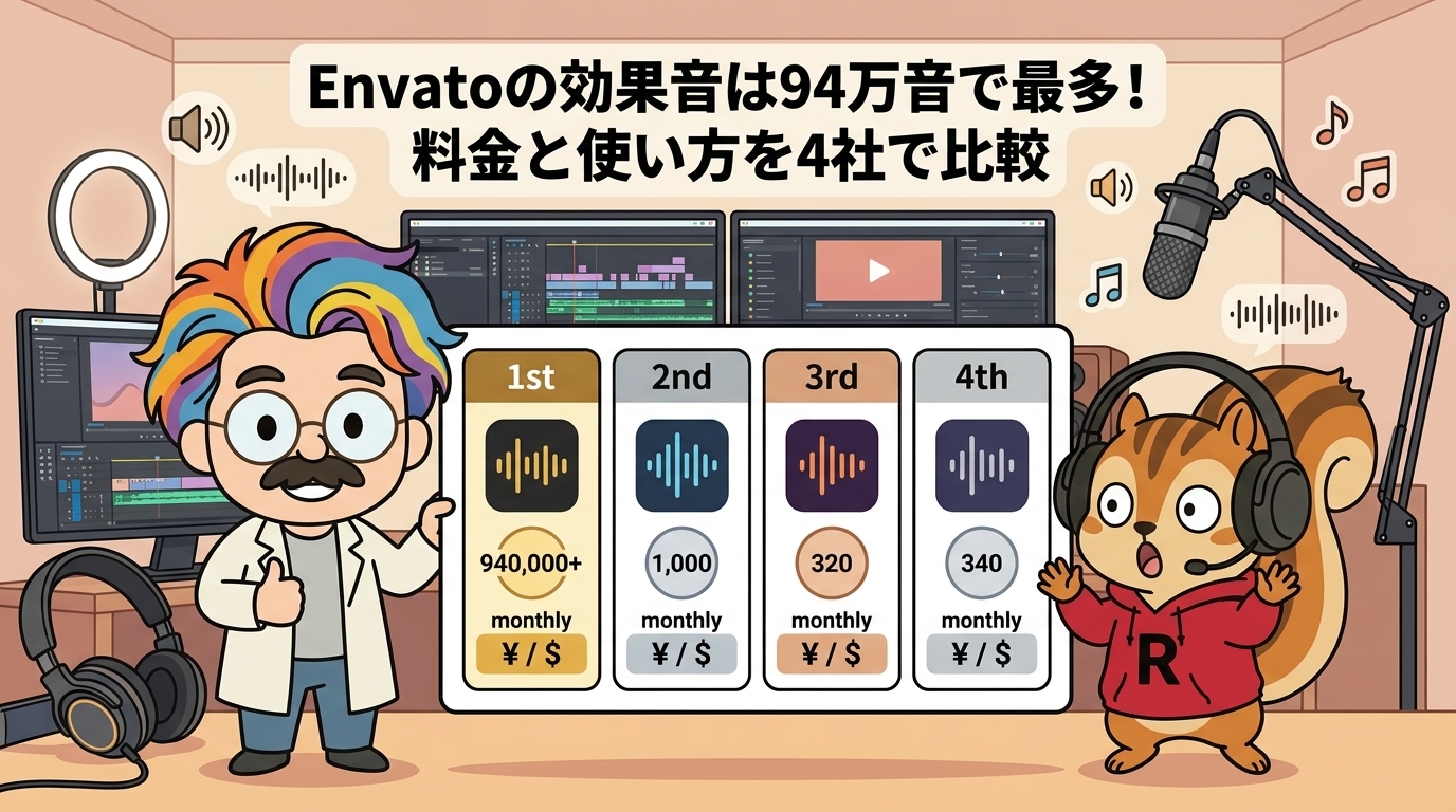 Envatoの効果音は94万音で最多！料金と使い方を4社で比較