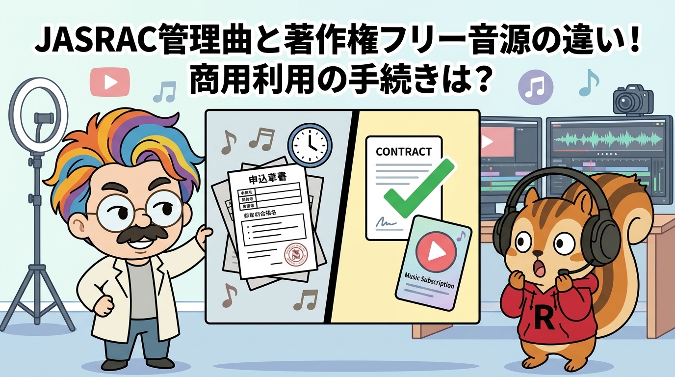 JASRAC管理曲と著作権フリー音源の違い！商用利用の手続きは？