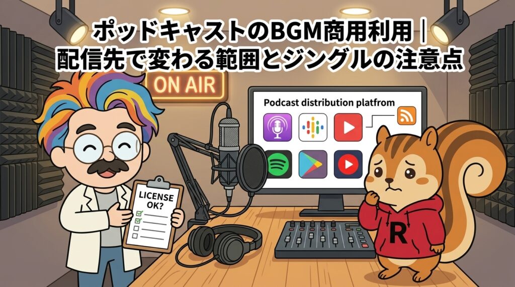 ポッドキャストのBGM商用利用配信先で変わる範囲とジングルの注意点